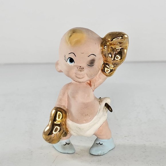 Freeman McFarlin Baby Boxing Gloves Figurine Diaper Pin *REPAIRED* - Picture 2 of 8